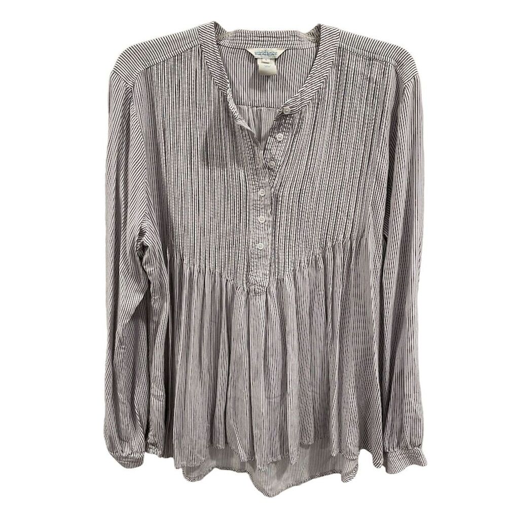 Sundance Striped Peasant Blouse in Black and White